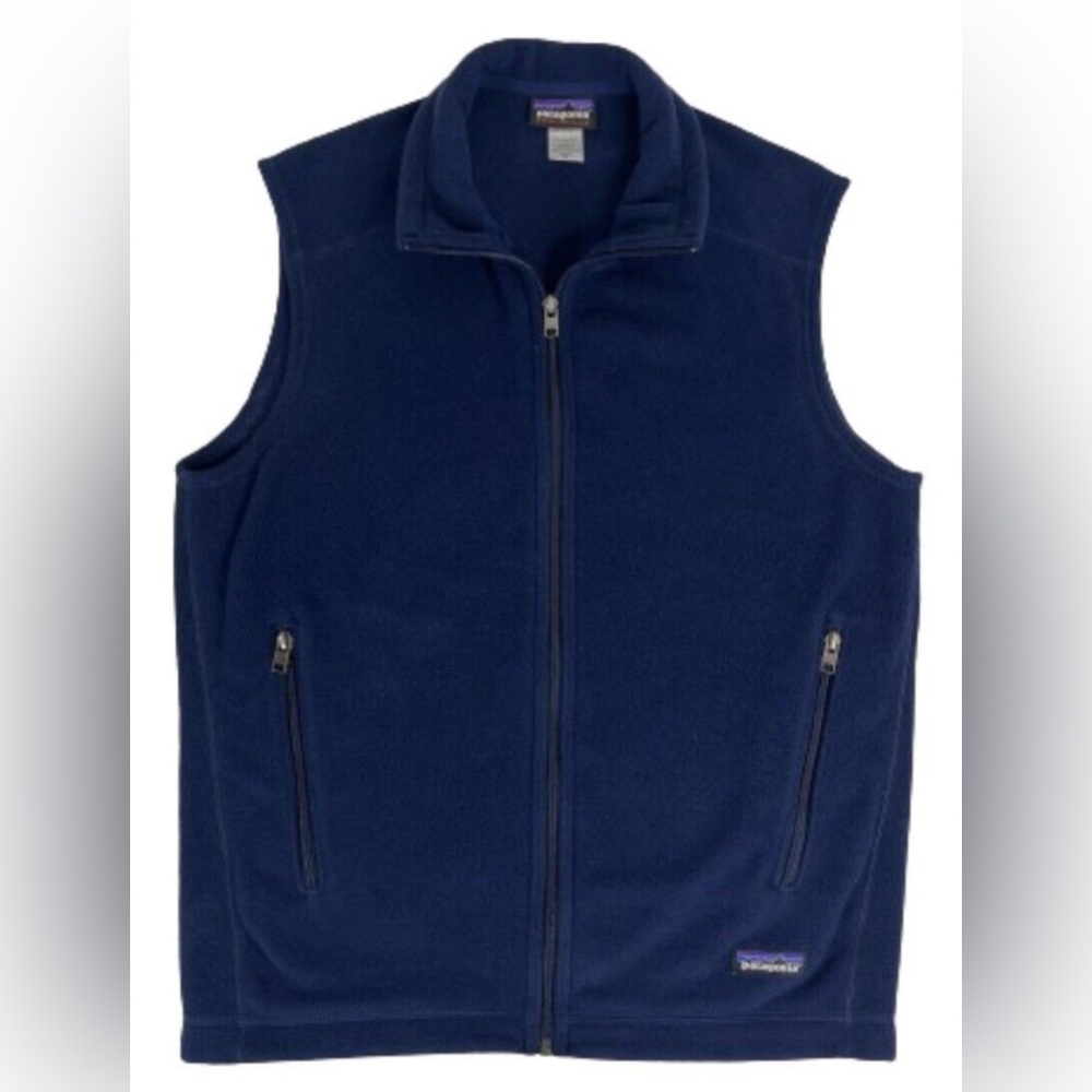 Patagonia Vintage Fleece Vest Blue Full Zip Side Pockets Size XS